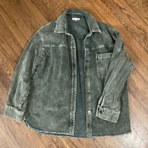La Miel Chelsea Washed Corduroy Solid Shacket